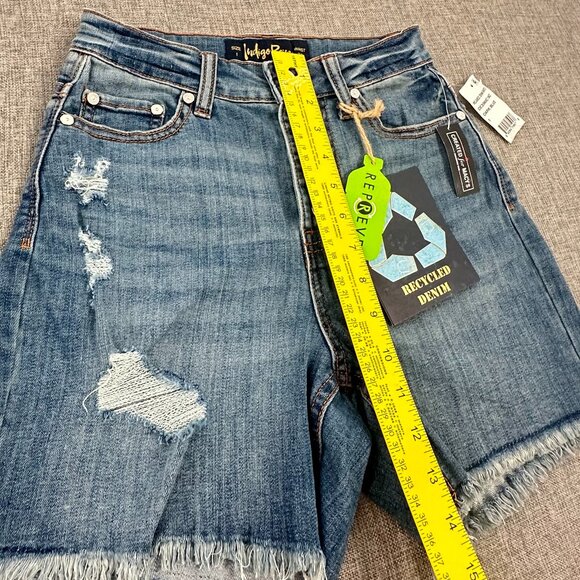NEW! Indigo Rein Button Down Shorts Size 1/ 24 Waist Cut Offs Distressed Jeans - Picture 3 of 9